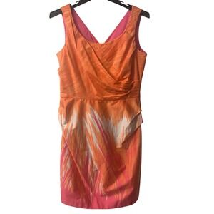 Cece's New York Orange Pink Sleeveless Dress V-Neck Career Party‎ Cocktail 14